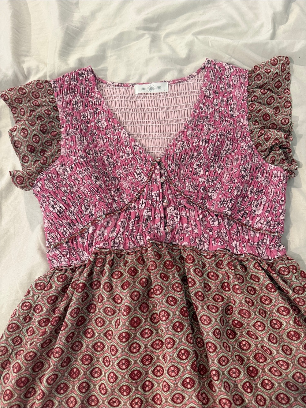 Never worn Bohemian Pink Patterned Maxi Dress